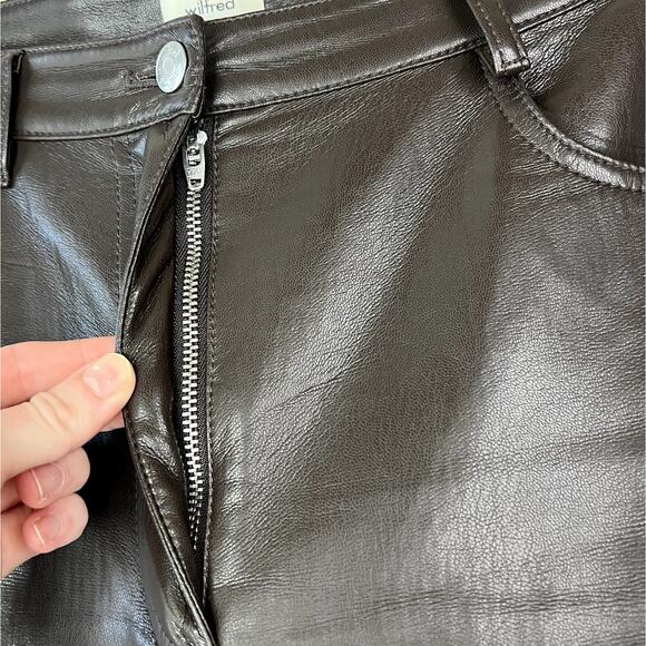 Aritzia Wilfred The Melina Pant High Waisted Vegan Leather Pants Straight Leg 6 - Picture 4 of 9